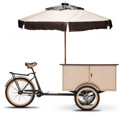 Triciclo foodtrike foodbike bikefood com ombrelone dianteiro bikemoto
